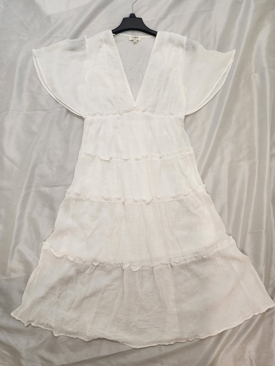 Umgee Dresses & Skirts - Umgee White Gauzy V-Neck Tiered Dress